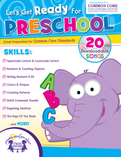 256-Page Let's Get Ready for Preschool [Paperback Workbook, Twin Sisters® Productions, ©2014] (Ages 3+)