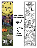 KaleidoQuest "Over the Moon for Reading" Colorable Bookmark - Halloween Theme (Pack of 12)
