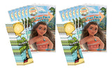 Bundle of 12 Disney Moana Grab & Go Play Packs and 12 KaleidoQuest 'Aloha' Island-Themed Colorable Bookmarks