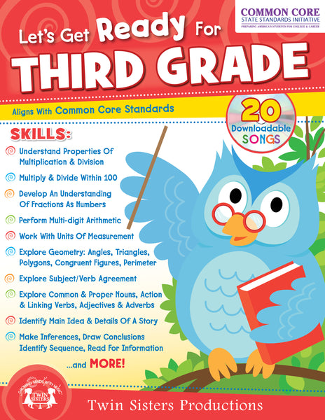 256-Page Let's Get Ready for Third Grade [Paperback Workbook, Twin Sisters® Productions, ©2014] (Ages 7+)