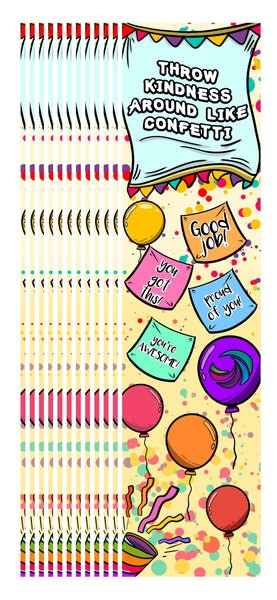 KaleidoQuest "Throw Kindness Around Like Confetti" Colorable Bookmark - Party Theme (Pack of 12)