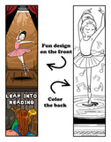 KaleidoQuest "Leap Into Reading" Colorable Bookmark - Ballet Theme (Pack of 12)